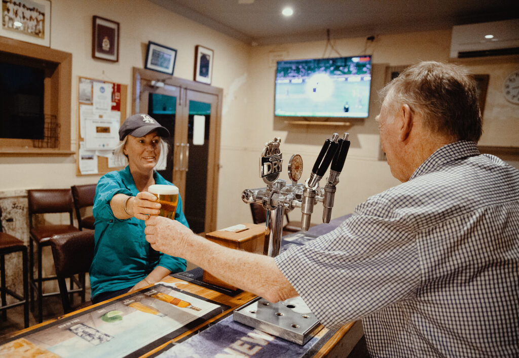 Getting a beer at the burcher hotel