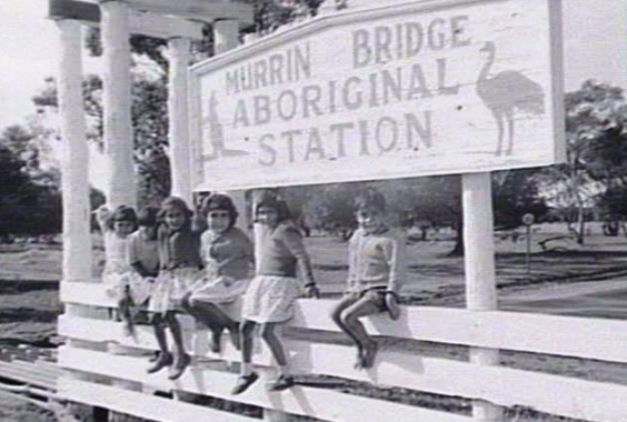 aboriginal children under the Murrin Bridge Aboriginal Station sign